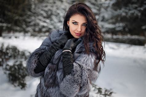 fondos de pantalla mujeres al aire libre mujer modelo retrato profundidad de campo nieve