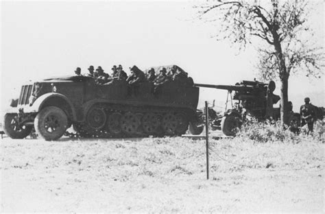 Sdkfz 7 With An 88mm Flak 18 In Tow In During The Battle Of France In