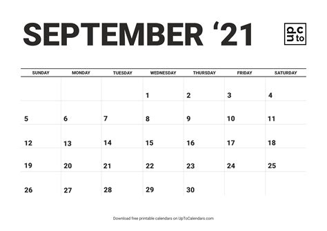 Printable September 2021 Calendar Blank Templates Free Download Pdf