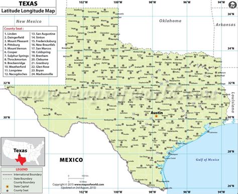 Texas Latitude And Longitude Map
