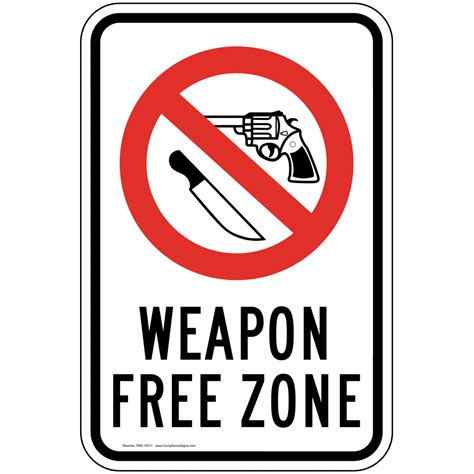 Gun Free Zone Sign Pke 16312 Alcohol Drugs Weapons