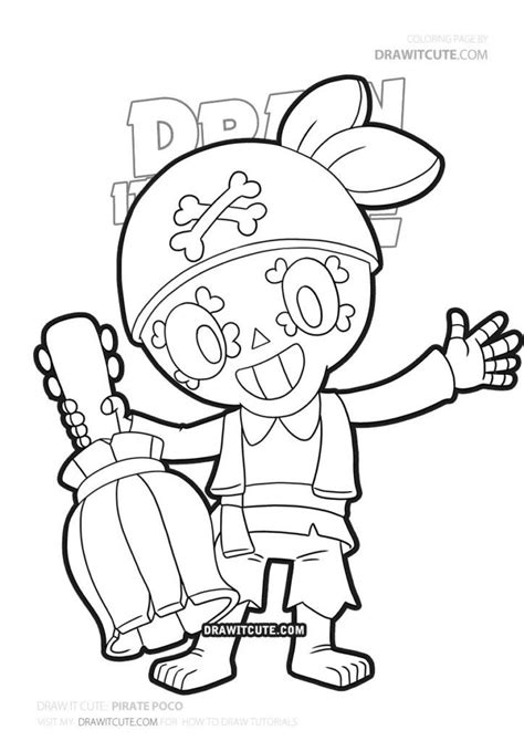 In this guide, we featured the basic strats and stats, featured star power & super attacks! Pirate Poco | Brawl Stars coloring page - Draw it cute # ...