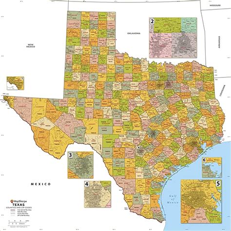Buy Texas Zip Code And County Map Shows All Counties Of Texas And