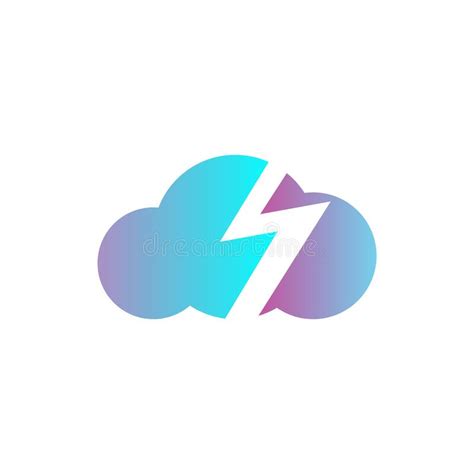 Thunder Cloud Logo Flat Logo Design Flat Cloud Logo Stock Vector