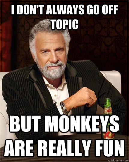 I Dont Always Go Off Topic But Monkeys Are Really Fun The Most