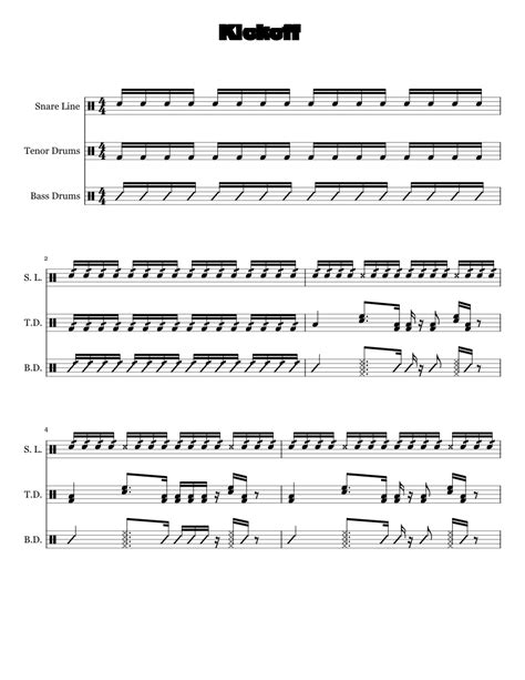 Kickoff Sheet Music For Bass Drum Tenor Drum Percussion Duet
