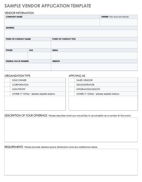 Free Vendor Application Forms And Templates Smartsheet 2023