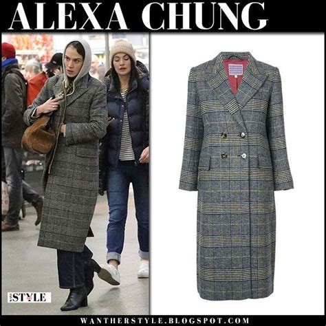 Alexa Chung In Grey Checked Coat In London On March 4 Alexa Chung