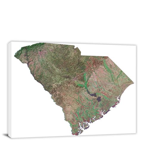 South Carolina Satellite Map 2022 Canvas Wrap