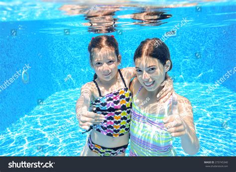 Happy Children Swim Pool Underwater Girls Stock Photo 273745340