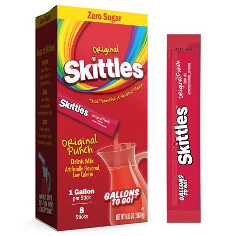 Skittles Zero Sugar Gallons To Go Powdered Drink Mix Original Punch 8