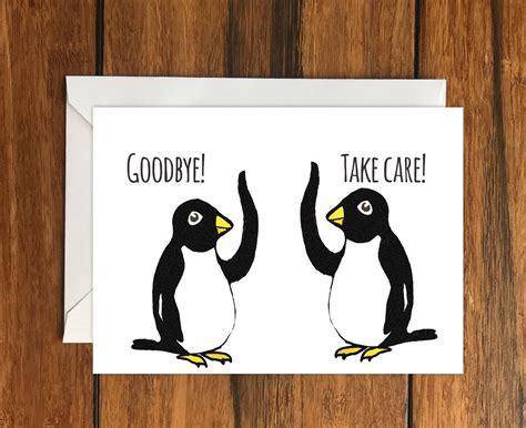 Goodbye Take Care Penguins Blank Greeting Card A6 Etsy