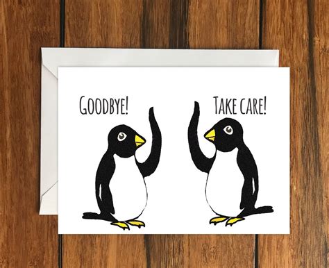 Goodbye Take Care Penguins Blank Greeting Card A6 - Etsy