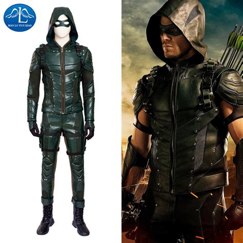Manluyunxiao Men Green Arrow Season 5 Cosplay Costume Deluxe Outfit