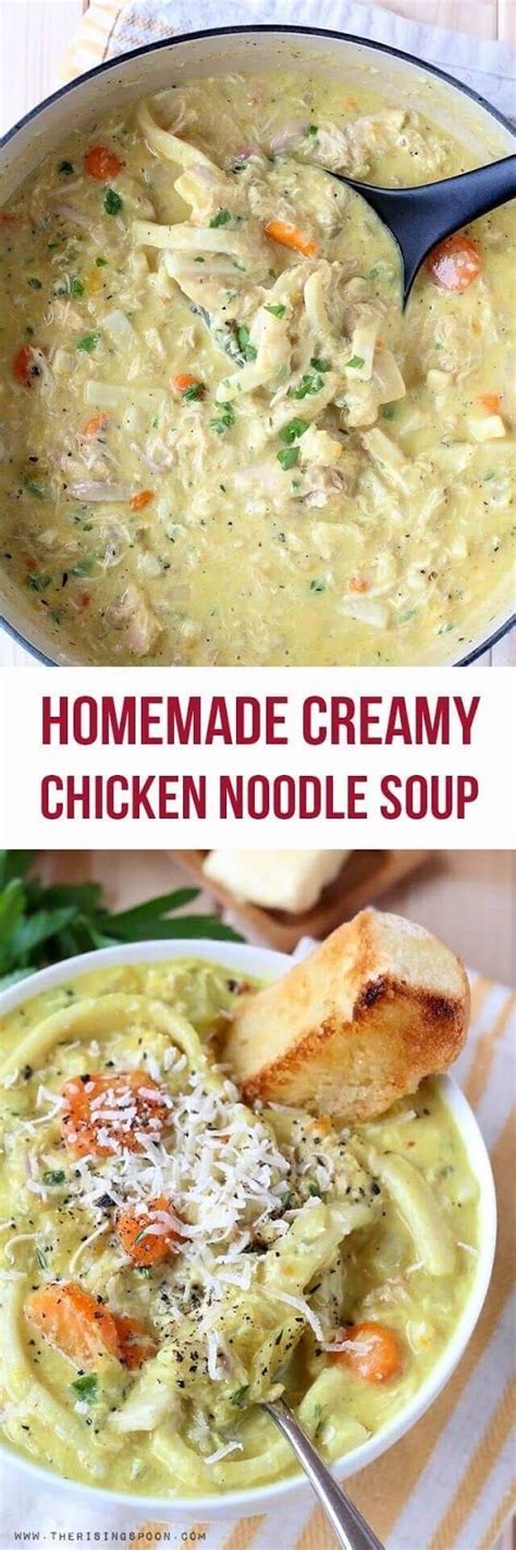 It consists of bacon, egg noodles, sour cream, and cottage cheese. This homemade creamy chicken noodle soup made with Reames Frozen Egg Noodles is pretty muc ...
