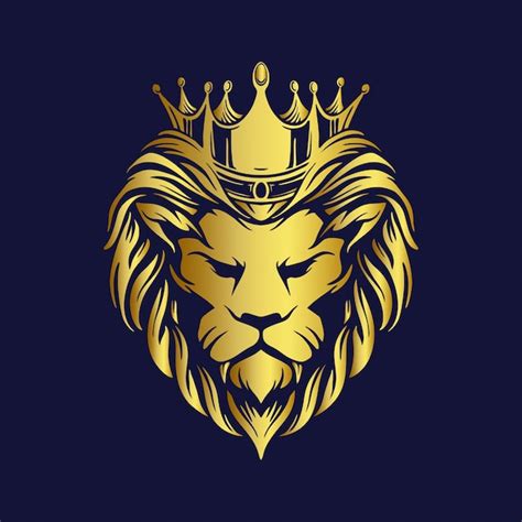 Logotipo Do Leão De Ouro Da Coroa Mascote Premium Da Empresa Vetor