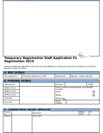 staff registration form templates   ms word