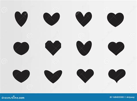 100 Silhouettes Of Hearts Vector Illustration