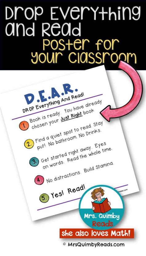 Drop Everything And Read Poster Dear Time Classroom Decor