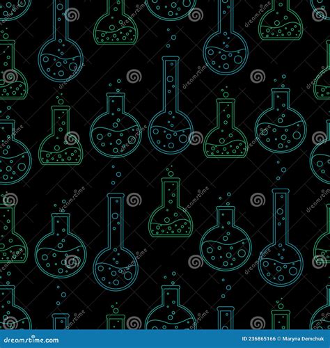 Seamless Pattern Chemical Test Tubes Vector Minimalist Simple Flat