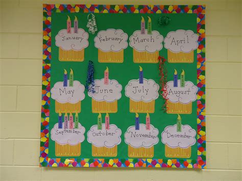 Cupcake Bulletin Board For Birthdays Birthday Board Classroom