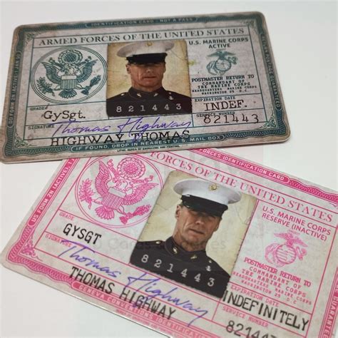 Gunnery Sergeant Highway Us Marine Corps Military Id Card Etsy