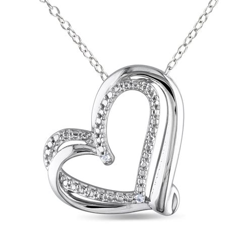 miadora sterling silver diamond accent interlocking double heart necklace ebay