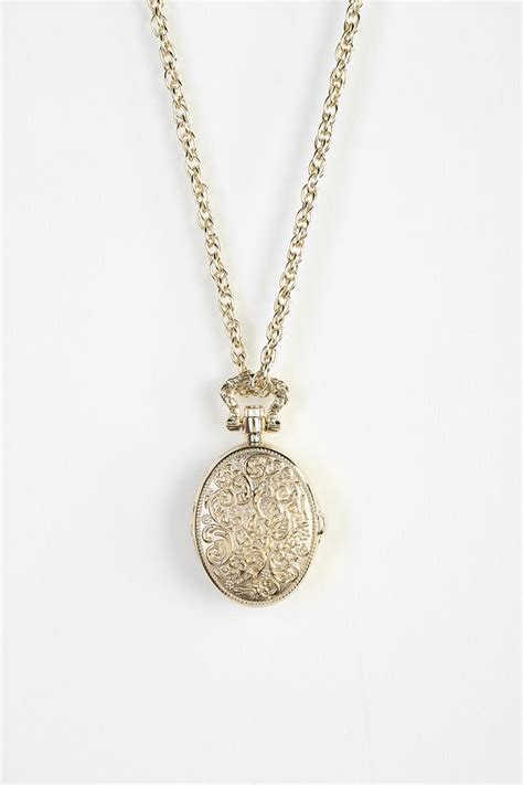 urban outfitters locket watch necklace in gold lyst