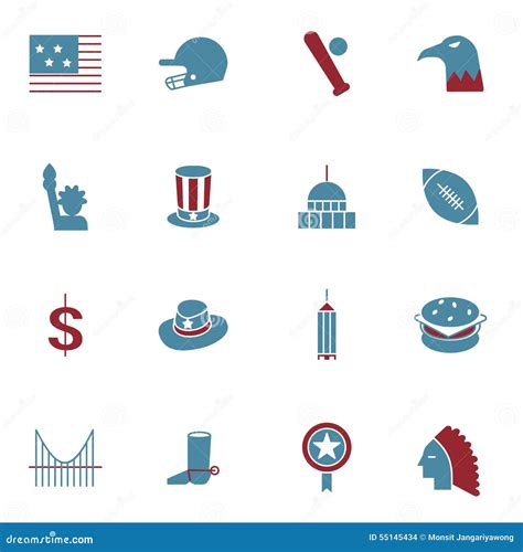 American Culture Icons Set Vector Illustration Stock Vector