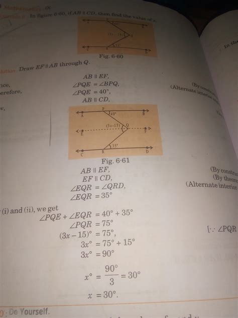 in figure if ab parallel cd then find the value of x