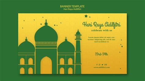 During ramadan, a month in the muslim calendar, where for 30 days the muslims have to refrain from eating and drinking form dawn to dusk. Hari raya aidilfitri horizontal banner | Free PSD File