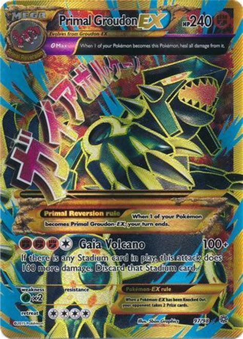 While primal formes are not technically considered mega evolutions in the main series, current datamines suggest that it will be treated as. Primal Groudon EX - 97/98 - Ultra Rare - XY: Ancient Origins Singles - Pokemon