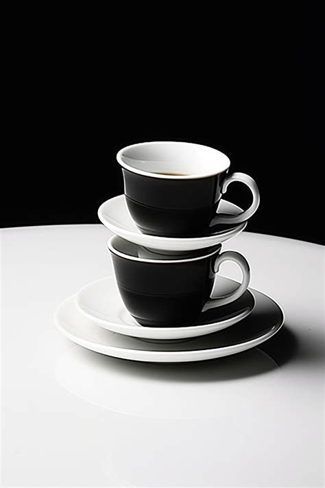 An Empty Cup And Saucer Sitting On Top Of Other Empty Cups Background