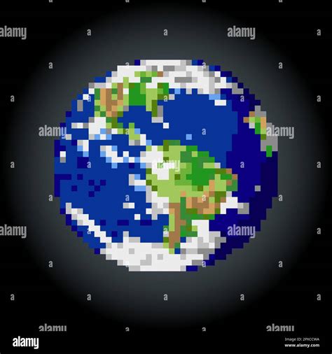 8 Bit Miniatur Earth Pixel The World In Vector Illustrations Globe In