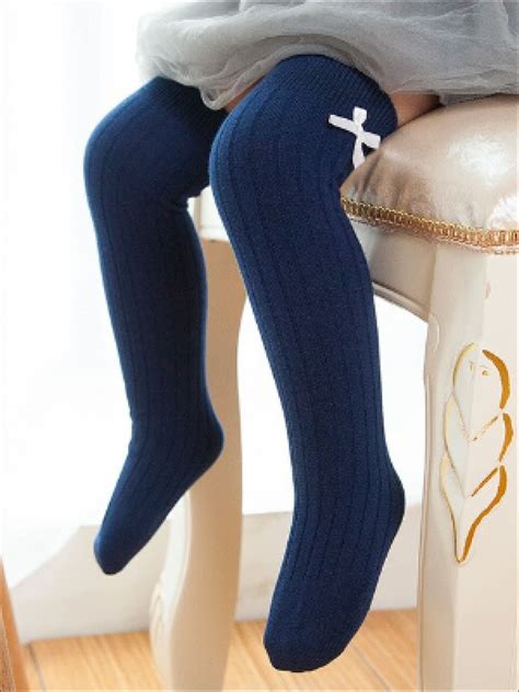 Girls Knee Ribbed Knee Socks With Bow Mia Belle Girls