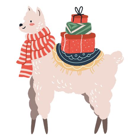 cute christmas llama  gifts illustration transparent png svg vector file