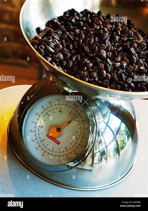 Coffee Beans On Scale Stock Photo Alamy