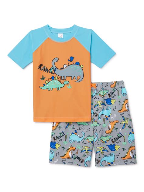 Wonder Nation Baby Toddler Boy Rash Guard And Swim Trunks 2pc Set