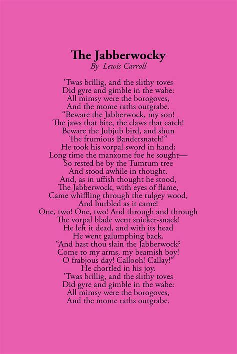 Poetry Poem The Jabberwocky By Lewis Carroll Digital Art By Tom