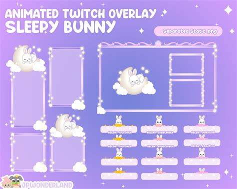Animated Sleepy Bunny Rabbit Twitch Overlay Compatible With Streamla
