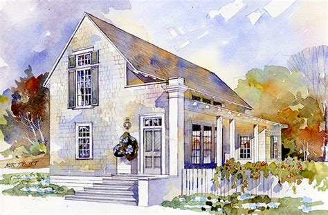 This cottage house plan was designed for the golfer in mind.it features your own rooftop putting green accessed by a spiral stair off the back patio.inside, you have views from the front to the back with the family room flowing to the. Rosebud Cottage - | Southern Living House Plans