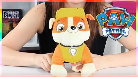 Paw Patrol Deluxe Lights And Sounds Plush Real Talking Rubble Youtube