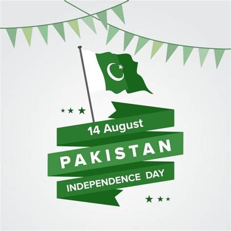 The Pakistan Independence Day Poster With Flags And Buntings Hanging