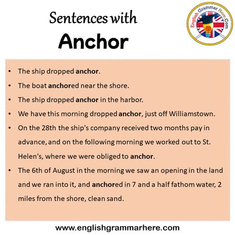 Sentences With Anchor Anchor In A Sentence In English Sentences For