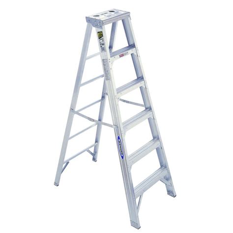 Werner 6 Ft Aluminum Step Ladder With 375 Lb Load Capacity Type Iaa