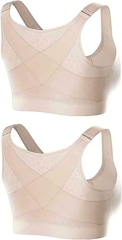 Goldies Bra For Seniors Womens Wireless Posture Bra Back Support Front Closure Full Coverage