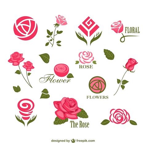 Colección De Plantillas De Logos Con Rosas Vector Premium