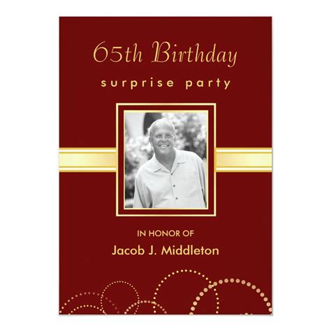 65th Birthday Surprise Party - Photo Optional Invitation | Zazzle