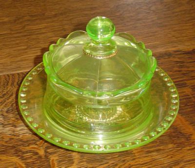 Green Depression Glass Butter Dish W Lid Antique Price Guide Details Page