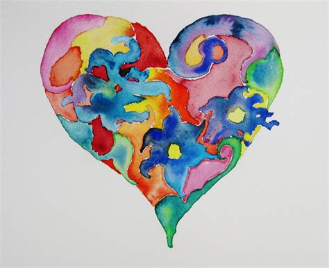 Heart Watercolor Painting Original Heart By Fascinationgallery